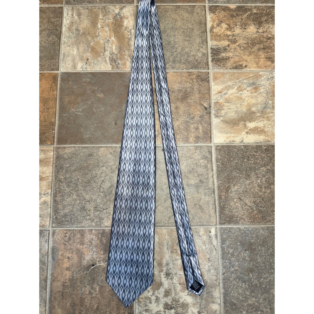 Puritan Mens Grey Silver‎ Diamond Geometric Pattern Necktie Made in USA